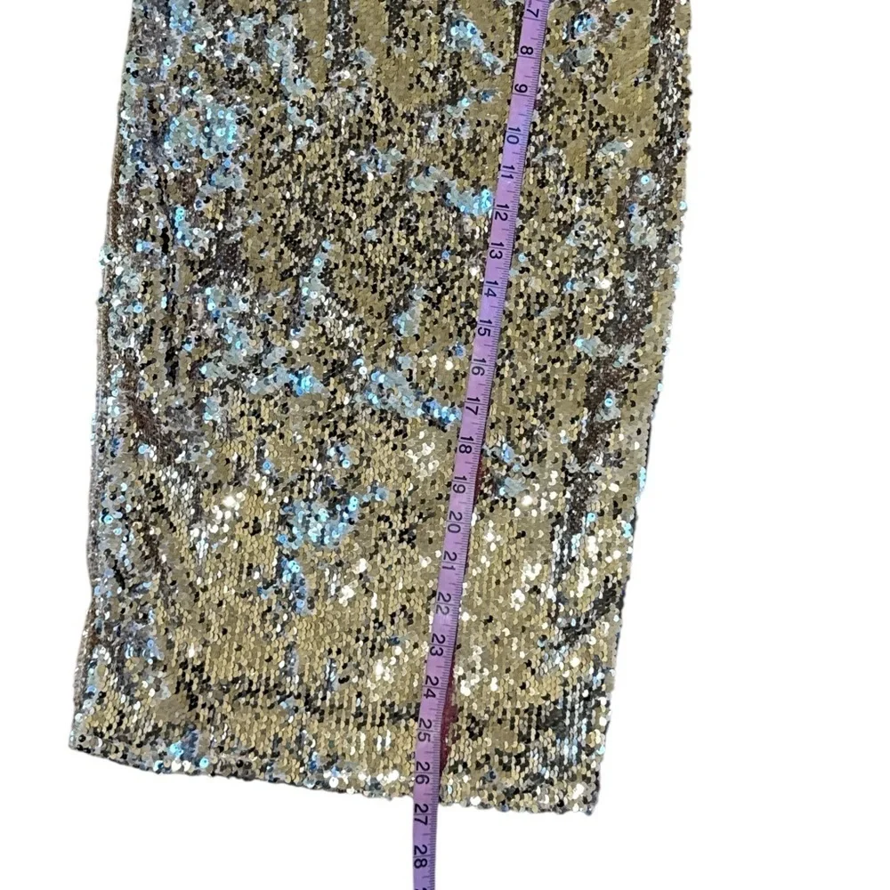 Revamped Premium Collection Rose Gold Sequin Pencil Skirt High Waist Size M